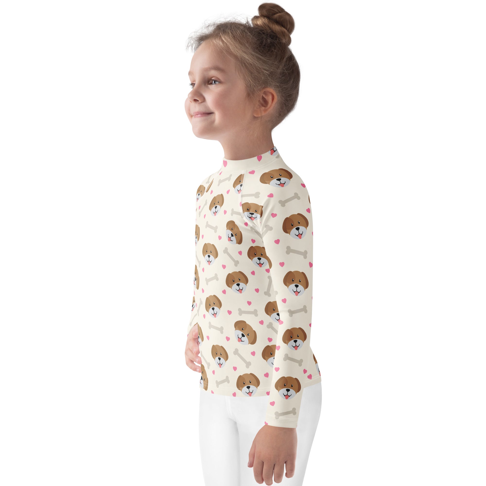 Kids Cute Puppy Long Sleeve Rash Guard Swim Shirt – Buttery Soft, Sun Safe UPF 50+ Protection, Quick Dry & 4-Way Stretch Comfort