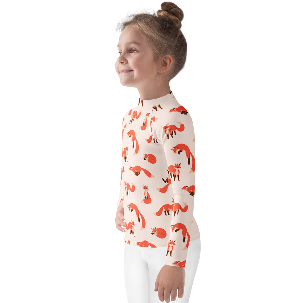 Kids Fox Long Sleeve Rash Guard Swim Shirt – Buttery Soft, Sun Safe UPF 50+ Protection, Quick Dry & 4-Way Stretch Comfort