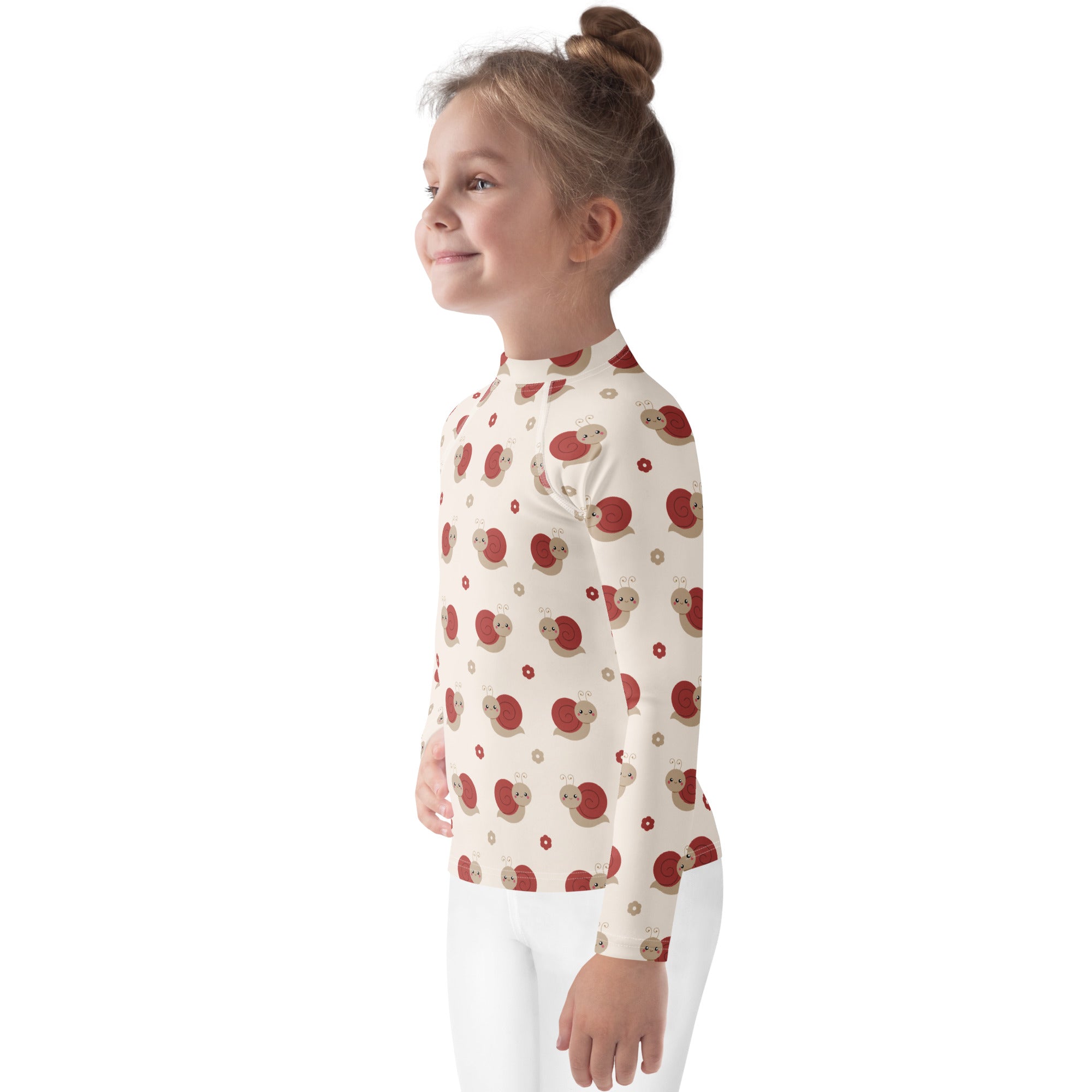 Kids Red Snail Long Sleeve Rash Guard Swim Shirt – Buttery Soft, Sun Safe UPF 50+ Protection, Quick Dry & 4-Way Stretch Comfort