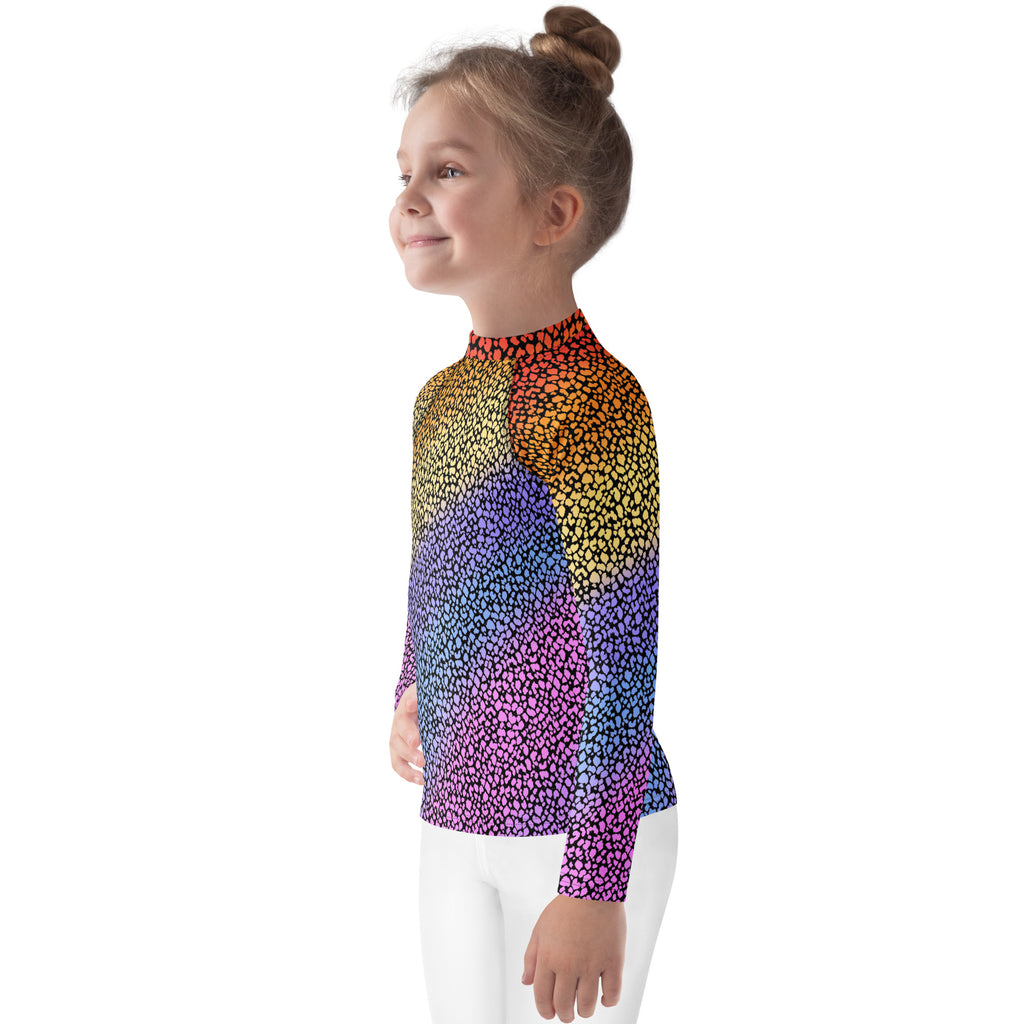 Girls Colorful Leopard Long Sleeve Rash Guard Swim Shirt – Buttery Soft, Sun Safe UPF 50+ Protection, Quick Dry & 4-Way Stretch Comfort