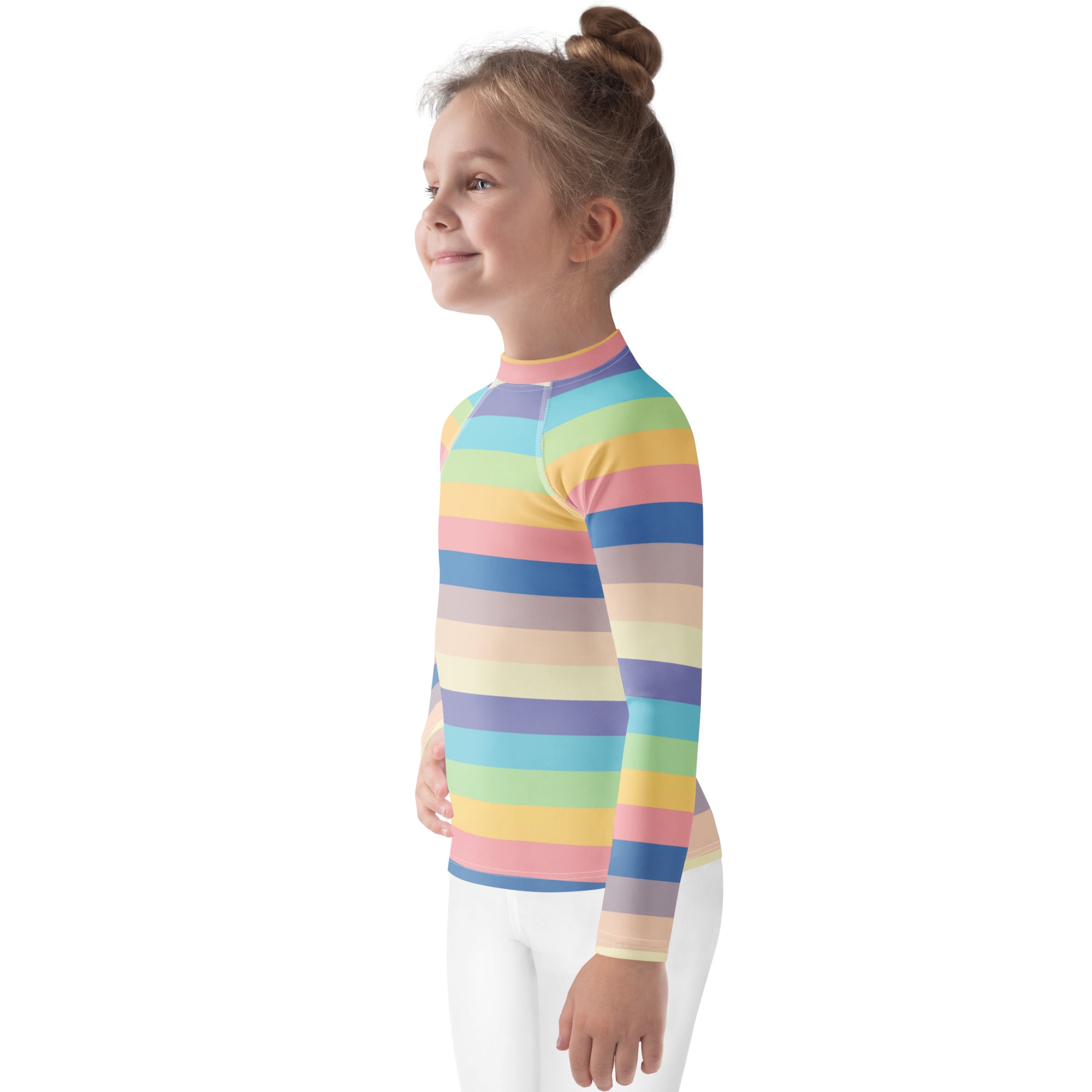 Girls Colorful Beach Striped Long Sleeve Rash Guard Swim Shirt – Buttery Soft, Sun Safe UPF 50+ Protection, Quick Dry & 4-Way Stretch Comfort