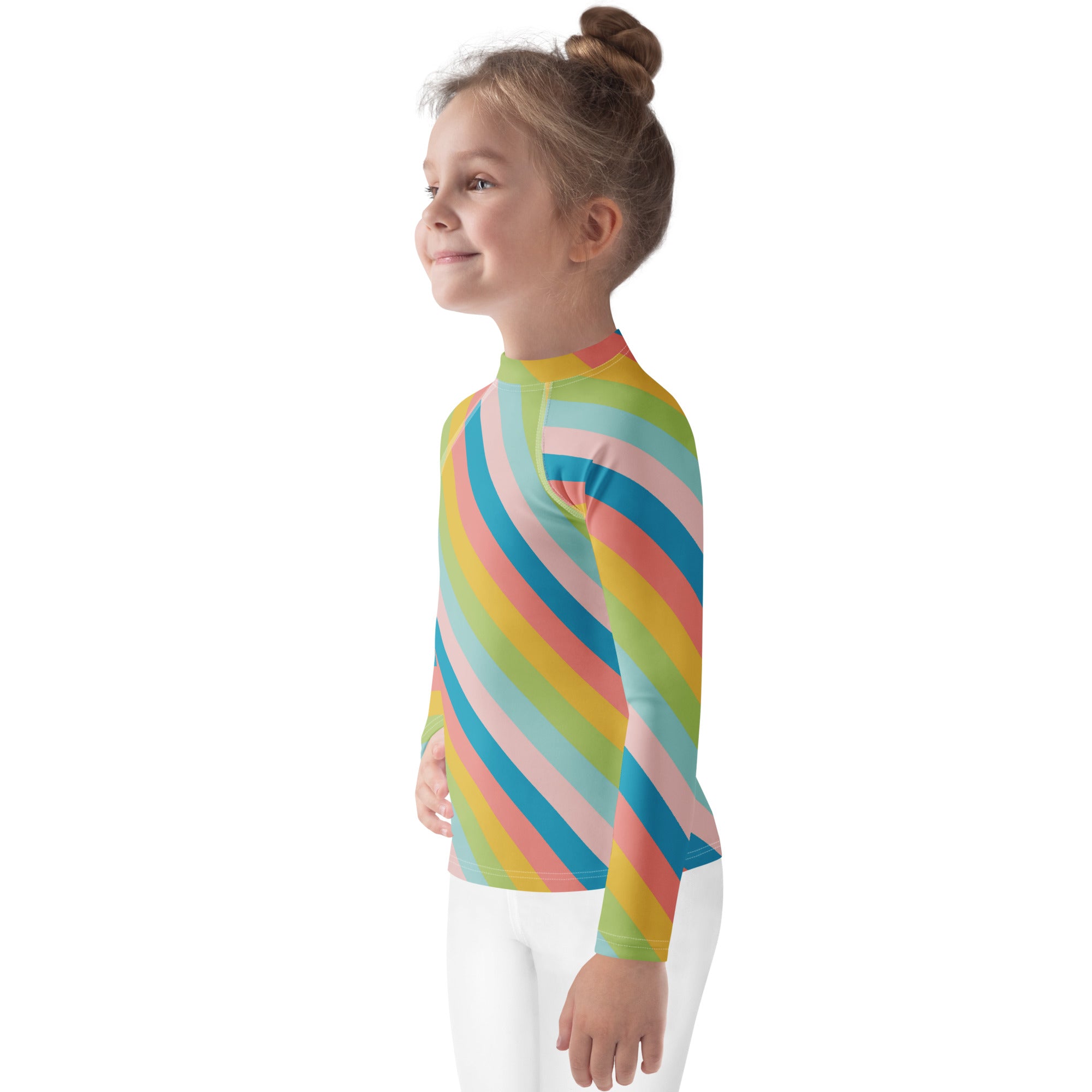 Kids Seaside Stripe Long Sleeve Rash Guard Swim Shirt – Buttery Soft, Sun Safe UPF 50+ Protection, Quick Dry & 4-Way Stretch Comfort