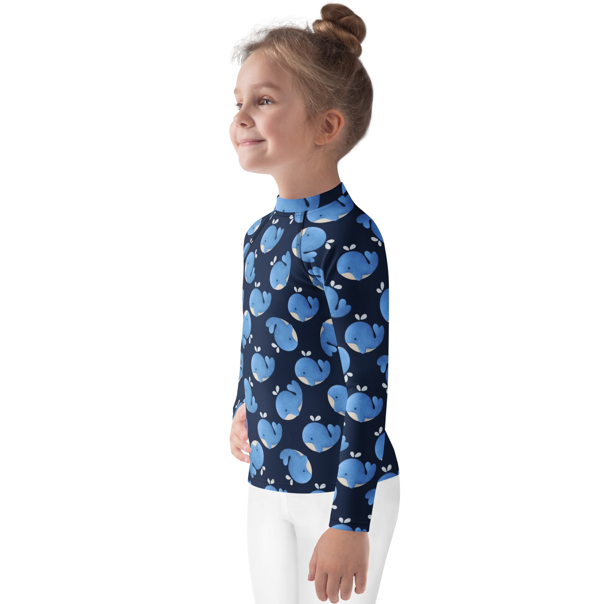 Kids Blue Whale Long Sleeve Rash Guard Swim Shirt – Buttery Soft, Sun Safe UPF 50+ Protection, Quick Dry & 4-Way Stretch Comfort