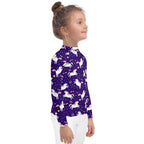 Girls Space Unicorn Long Sleeve Rash Guard Swim Shirt With UPF 50+