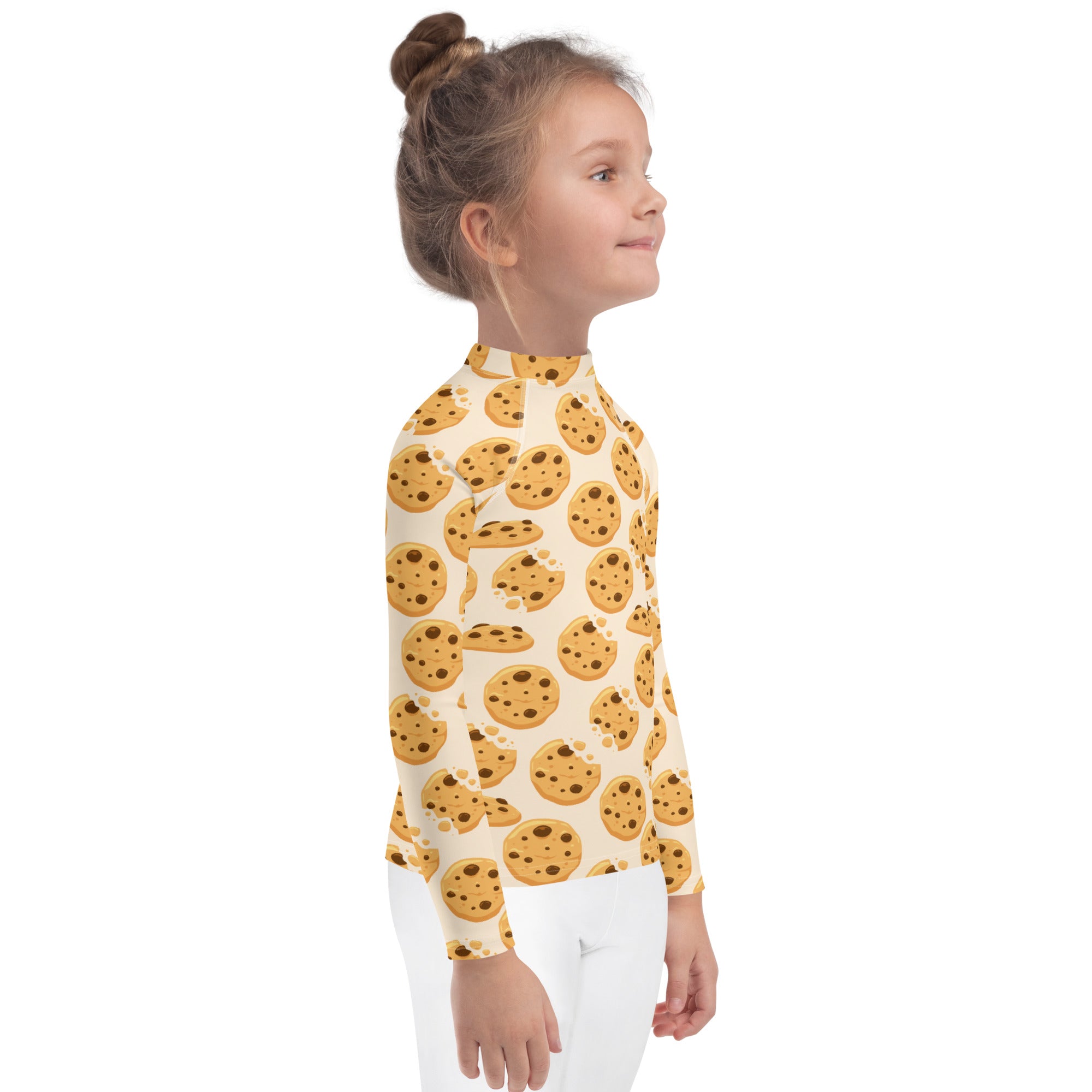 Kids Chocolate Chip Cookies Long Sleeve Rash Guard Swim Shirt With UPF 50+