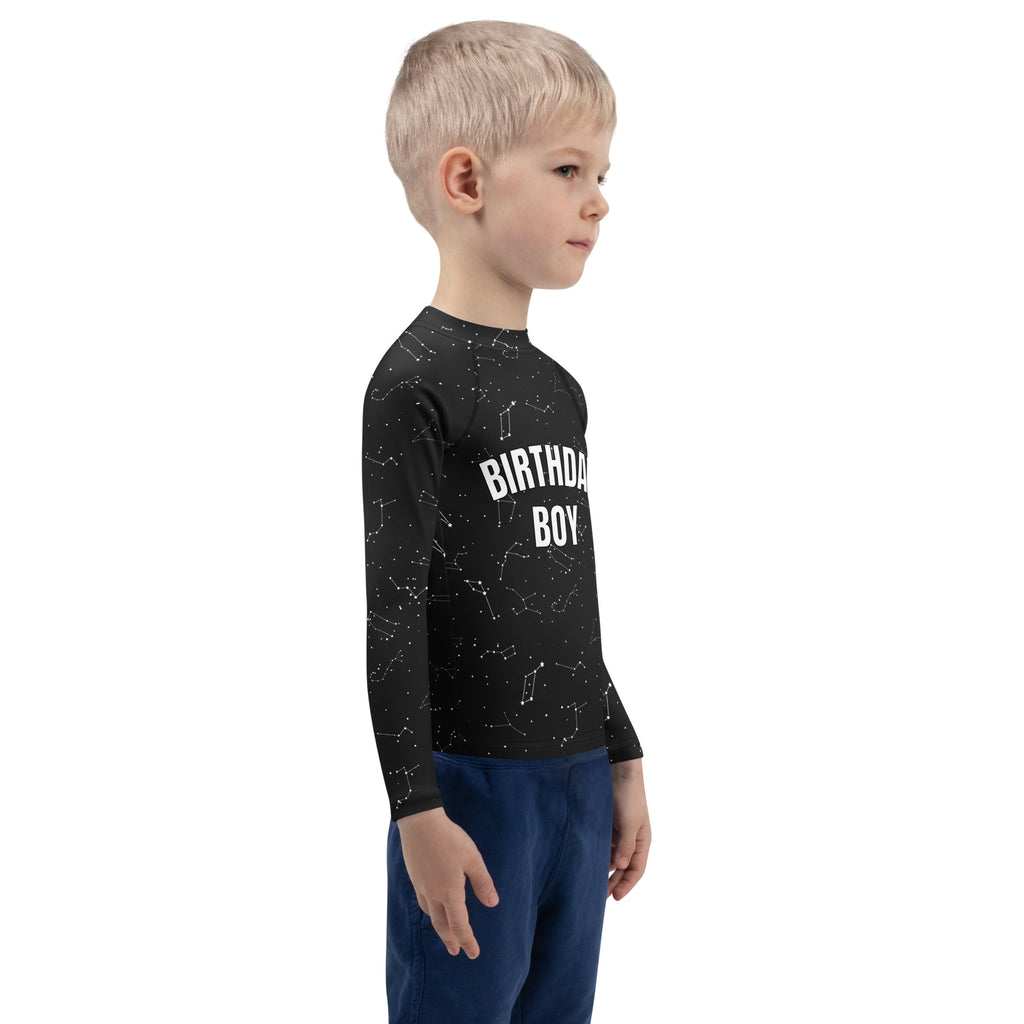 Birthday Boy Realistic Constelations Long Sleeve Rash Guard Swim Shirt With UPF 50+