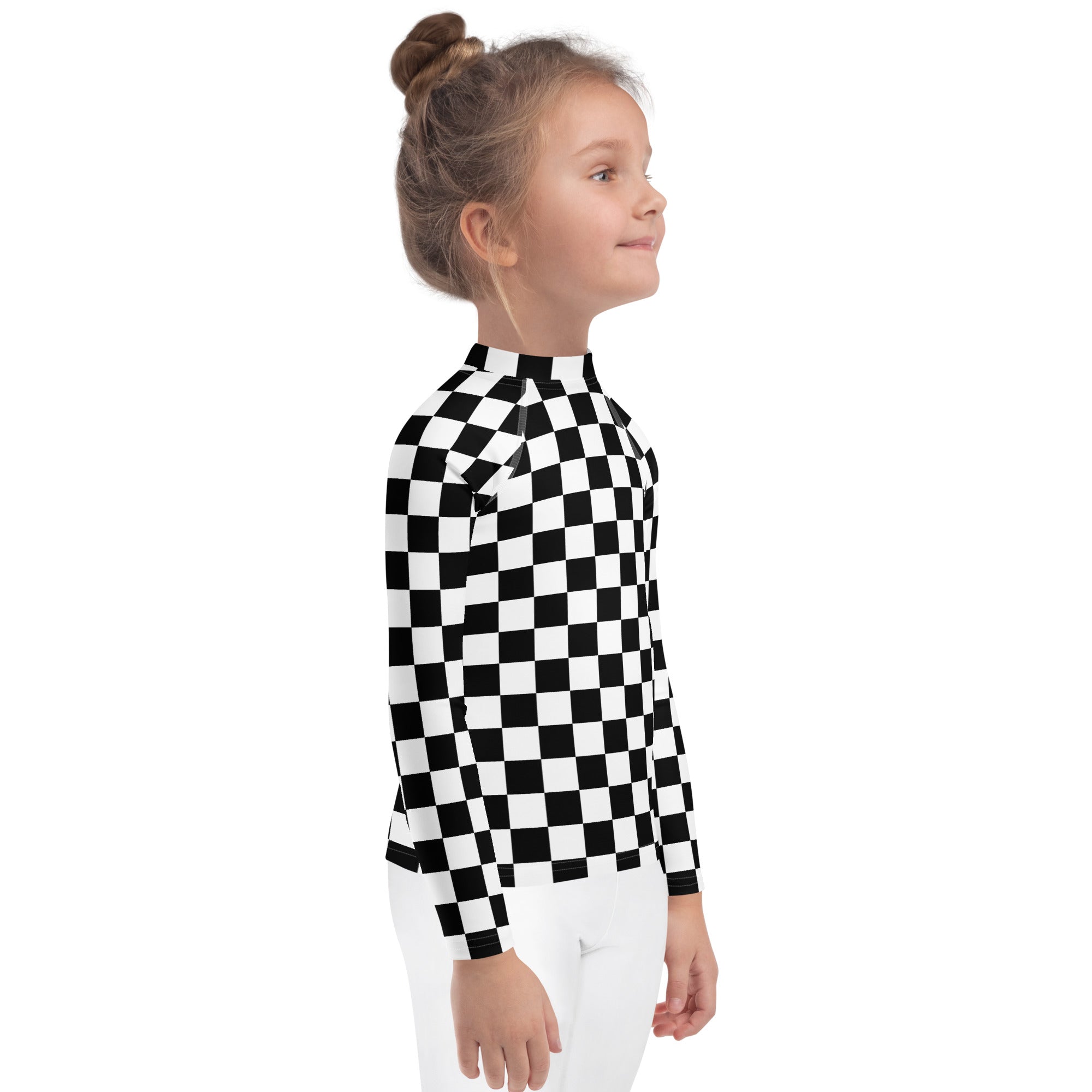 Kids Checkered Long Sleeve Rash Guard Swim Shirt – Buttery Soft, Sun Safe UPF 50+ Protection, Quick Dry & 4-Way Stretch Comfort