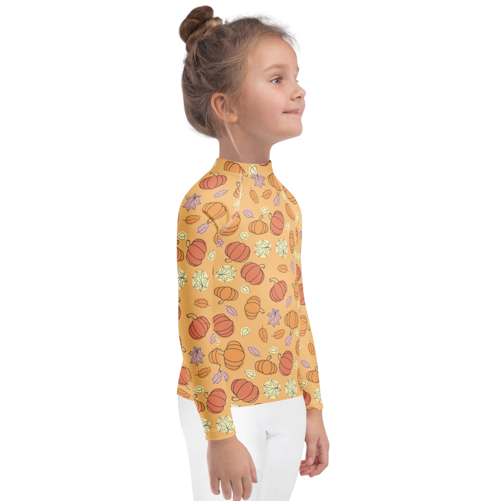 Kids Pumpkin Patch Long Sleeve Rash Guard Swim Shirt – Buttery Soft, Sun Safe UPF 50+ Protection, Quick Dry & 4-Way Stretch Comfort