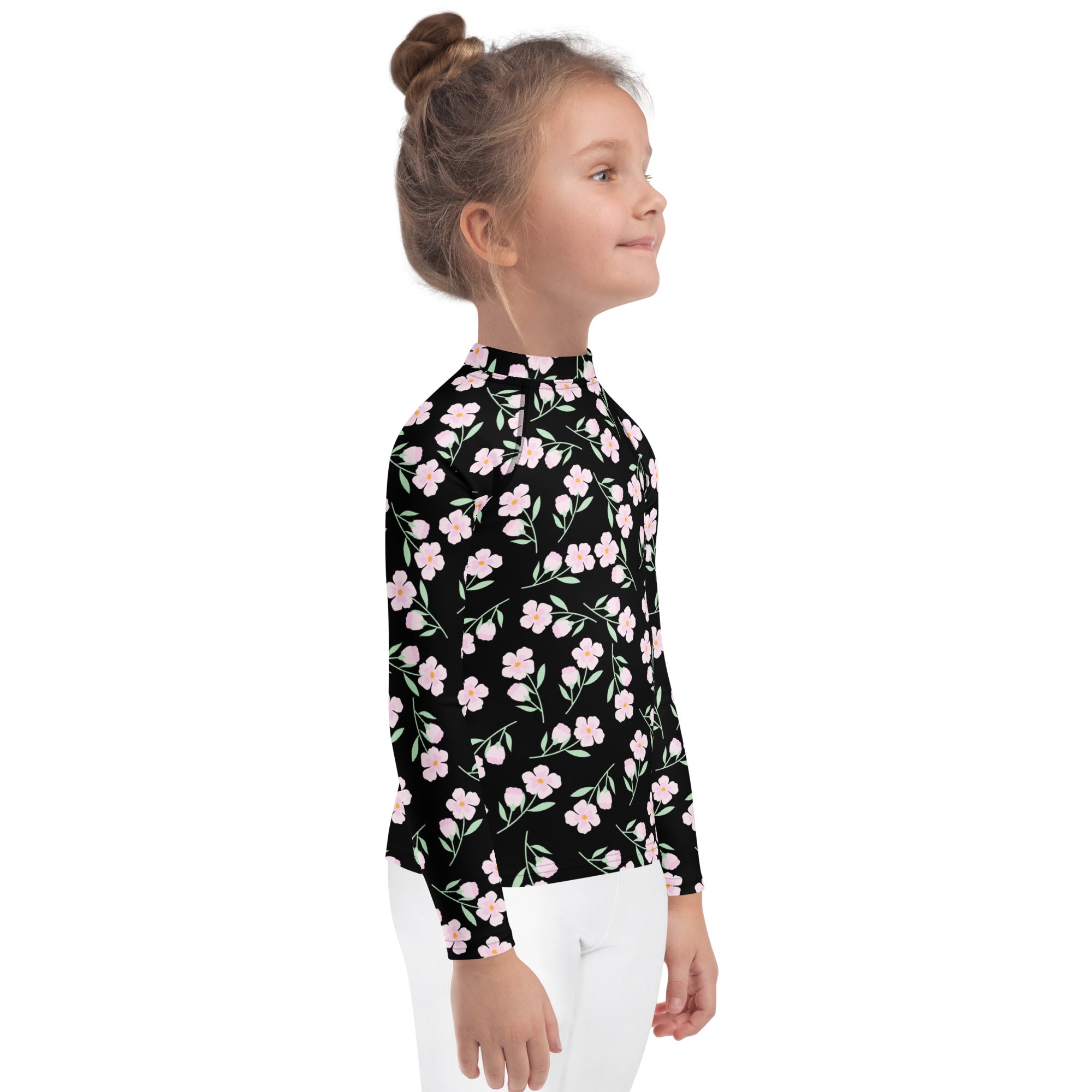 Girls Floral Flowers Long Sleeve Rash Guard Swim Shirt – Buttery Soft, Sun Safe UPF 50+ Protection, Quick Dry & 4-Way Stretch Comfort