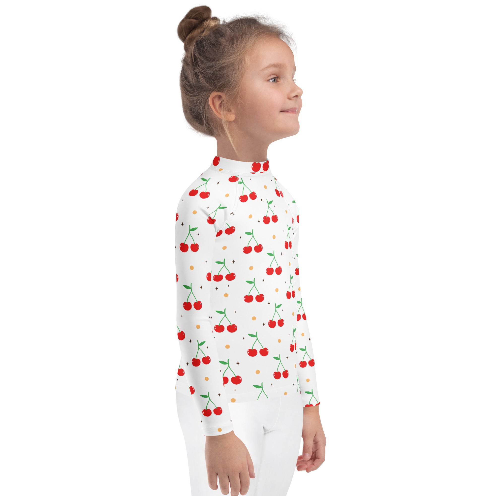Kids Cute Cherry Long Sleeve Rash Guard Swim Shirt – Buttery Soft, Sun Safe UPF 50+ Protection, Quick Dry & 4-Way Stretch Comfort