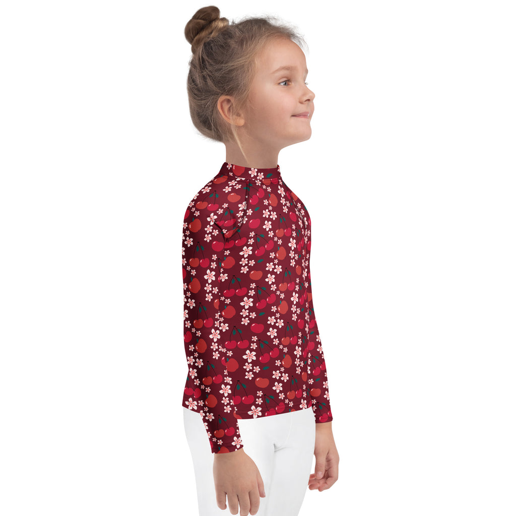 Girls Cherry Blossom Long Sleeve Rash Guard Swim Shirt – Buttery Soft, Sun Safe UPF 50+ Protection, Quick Dry & 4-Way Stretch Comfort
