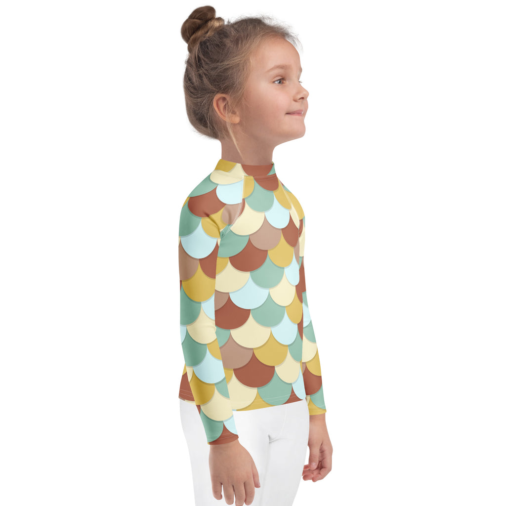 Girls Teal Mermaid Long Sleeve Rash Guard Swim Shirt – Buttery Soft, Sun Safe UPF 50+ Protection, Quick Dry & 4-Way Stretch Comfort