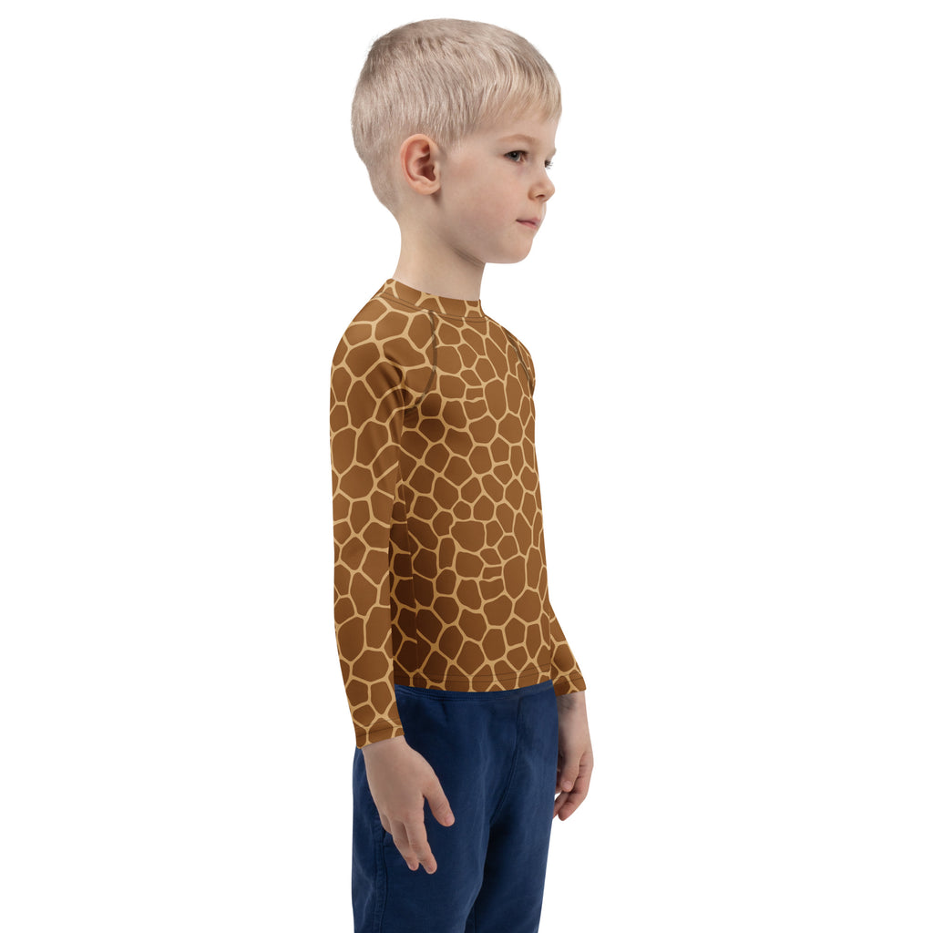 Kids Giraffe Print Long Sleeve Rash Guard Swim Shirt – Buttery Soft, Sun Safe UPF 50+ Protection, Quick Dry & 4-Way Stretch Comfort
