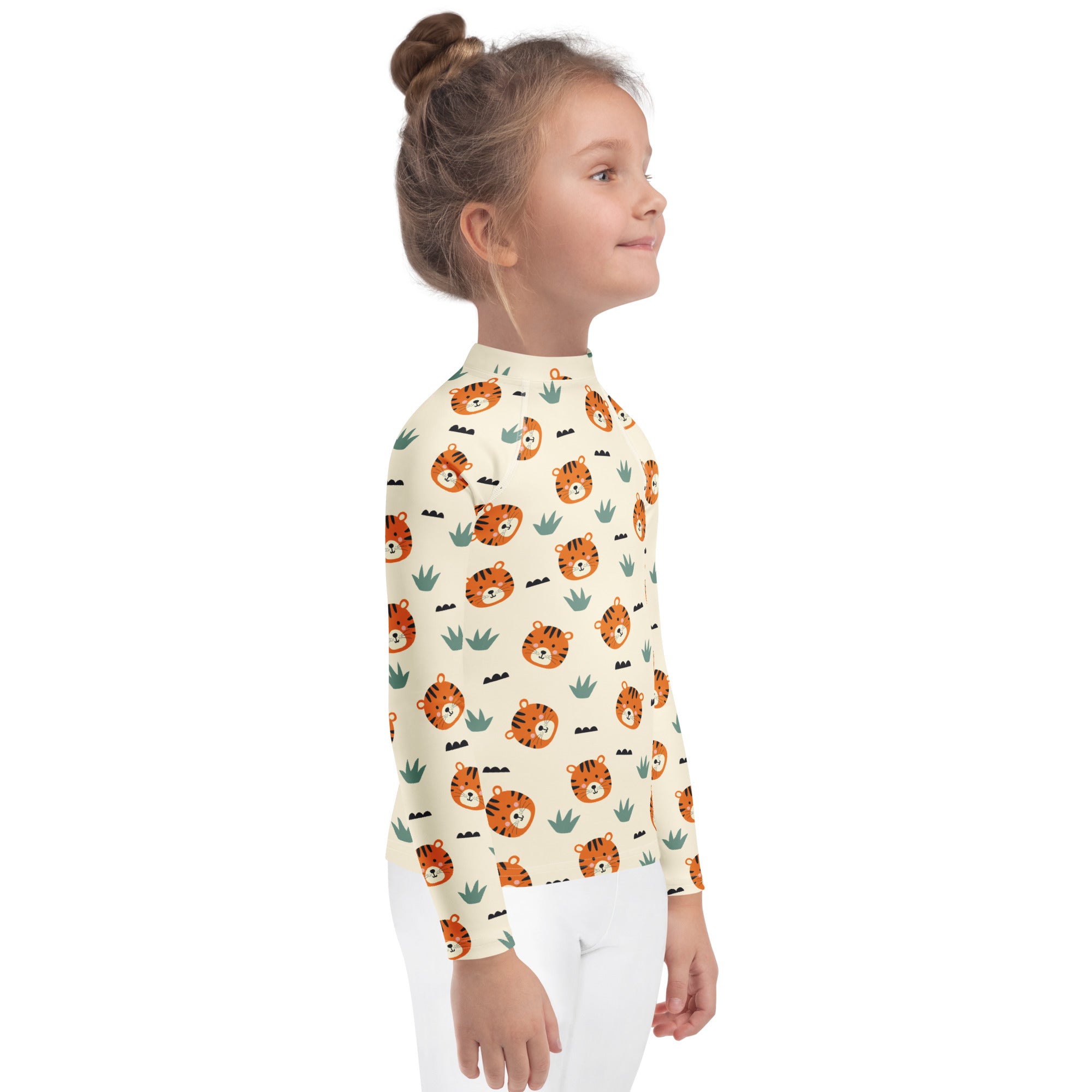 Kids Cute Tiger Long Sleeve Rash Guard Swim Shirt – Buttery Soft, Sun Safe UPF 50+ Protection, Quick Dry & 4-Way Stretch Comfort