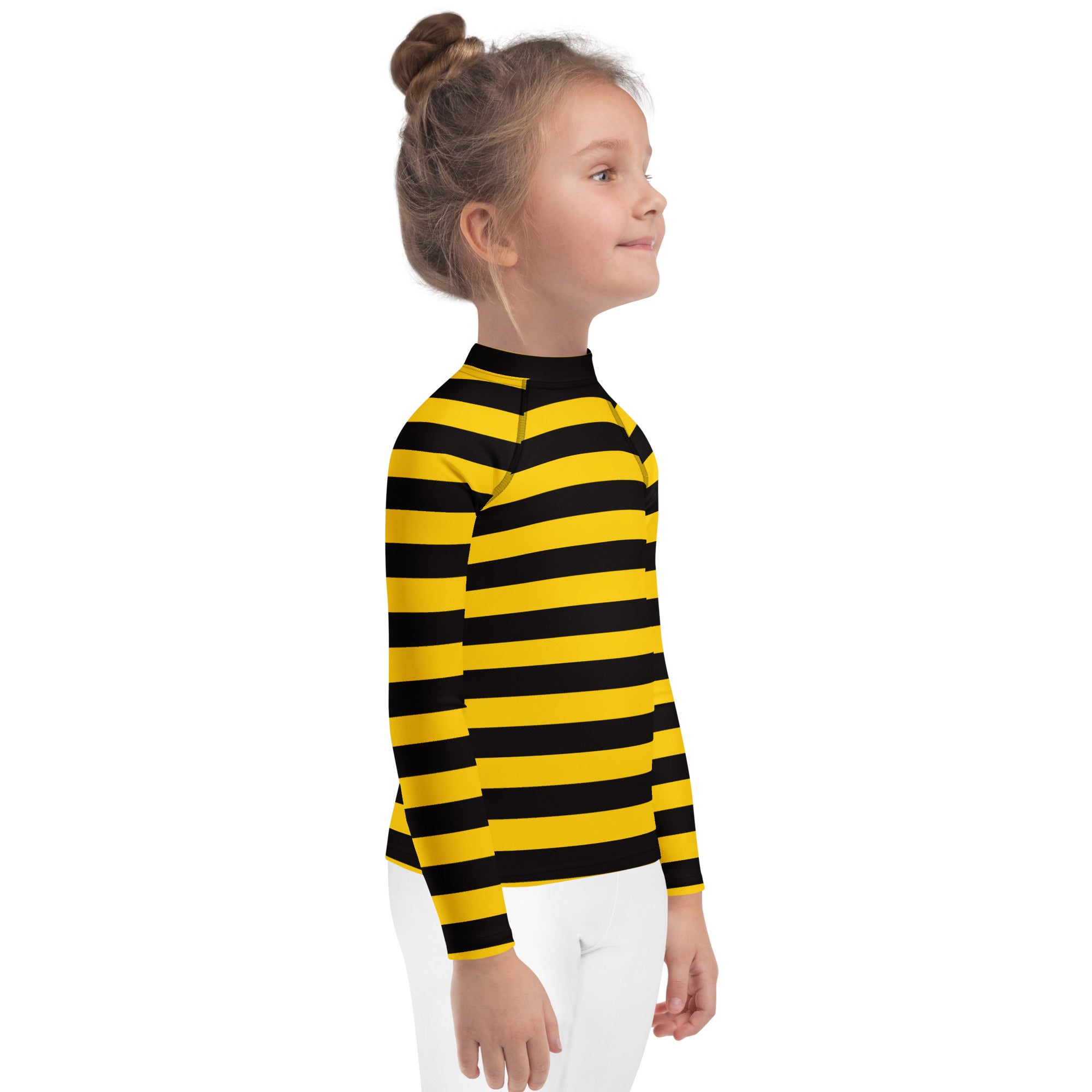 Kids Bee Stripe Long Sleeve Rash Guard Swim Shirt – Buttery Soft, Sun Safe UPF 50+ Protection, Quick Dry & 4-Way Stretch Comfort