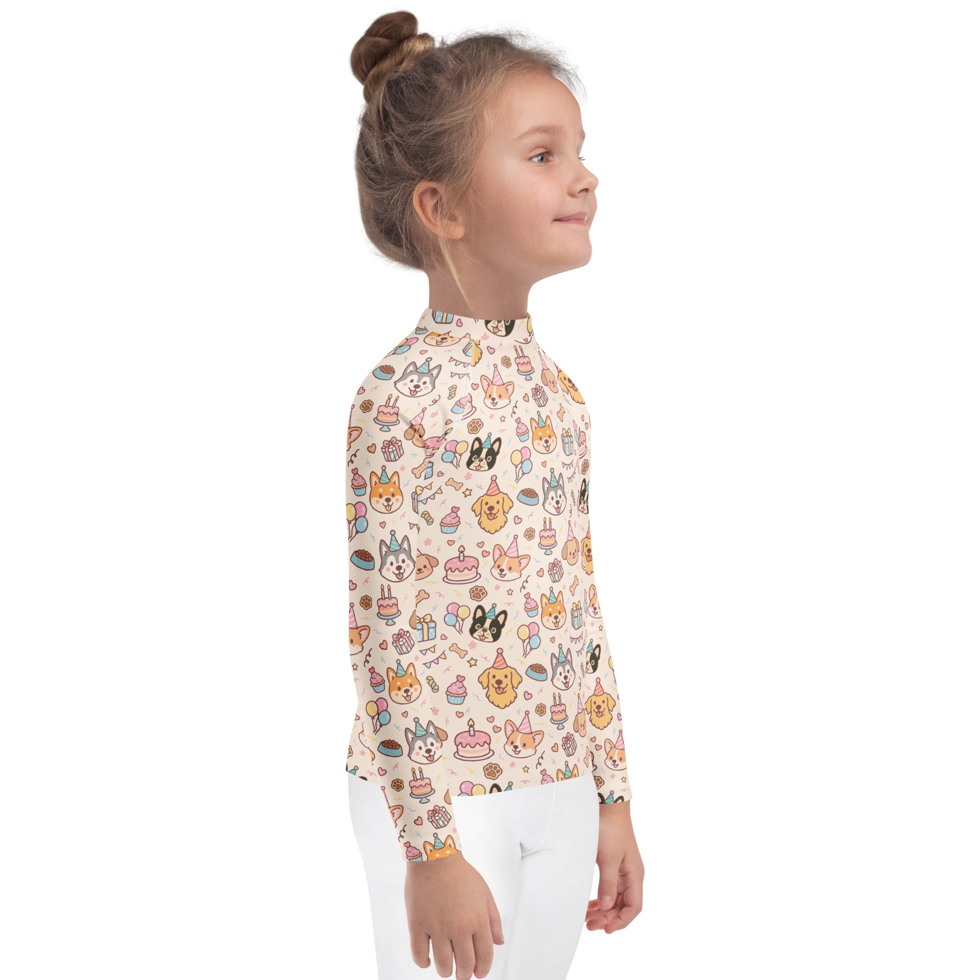Kids Puppy Birthday Long Sleeve Rash Guard Swim Shirt – Buttery Soft, Sun Safe UPF 50+ Protection, Quick Dry & 4-Way Stretch Comfort