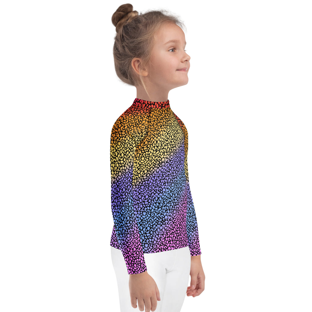Girls Colorful Leopard Long Sleeve Rash Guard Swim Shirt – Buttery Soft, Sun Safe UPF 50+ Protection, Quick Dry & 4-Way Stretch Comfort