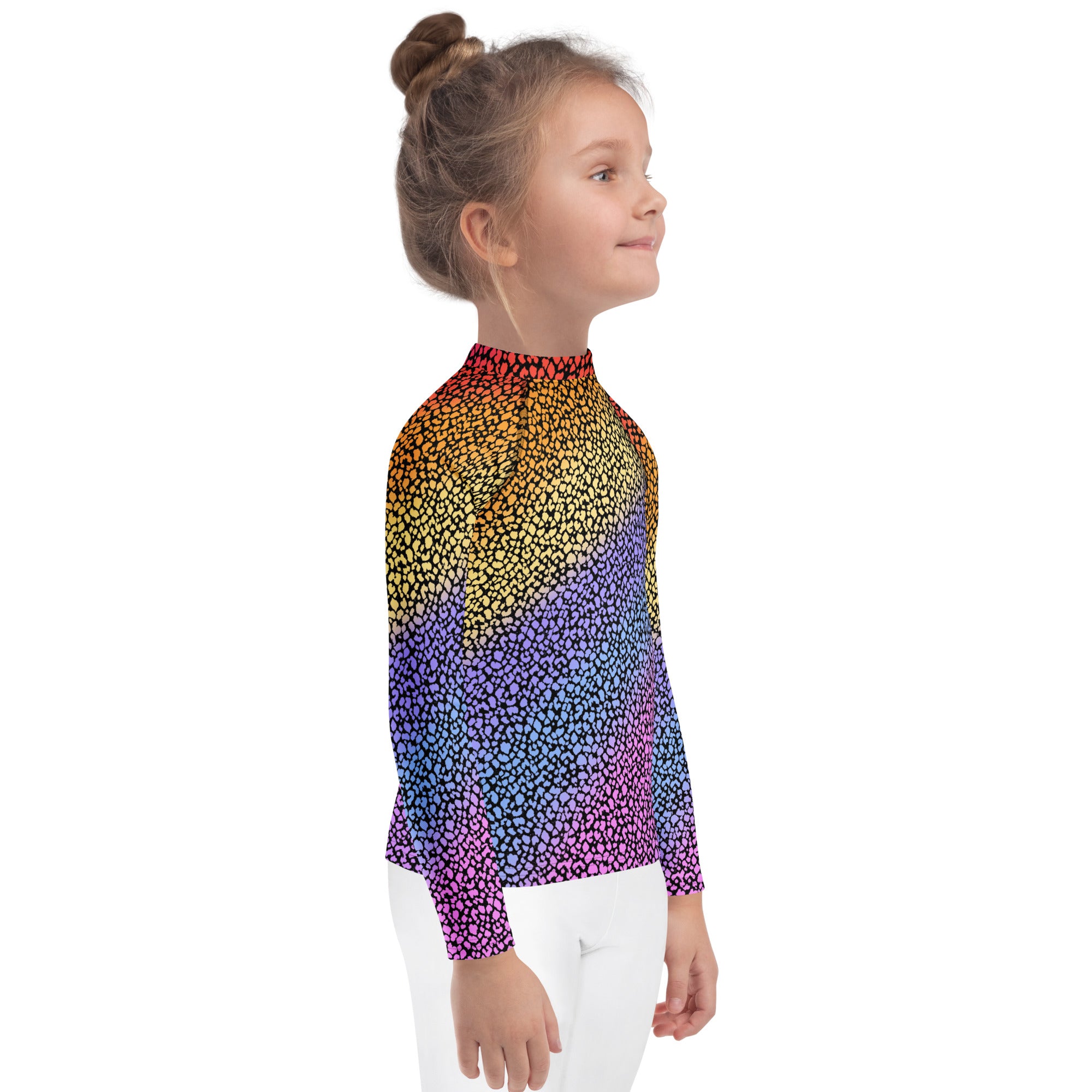 Girls Colorful Leopard Long Sleeve Rash Guard Swim Shirt – Buttery Soft, Sun Safe UPF 50+ Protection, Quick Dry & 4-Way Stretch Comfort