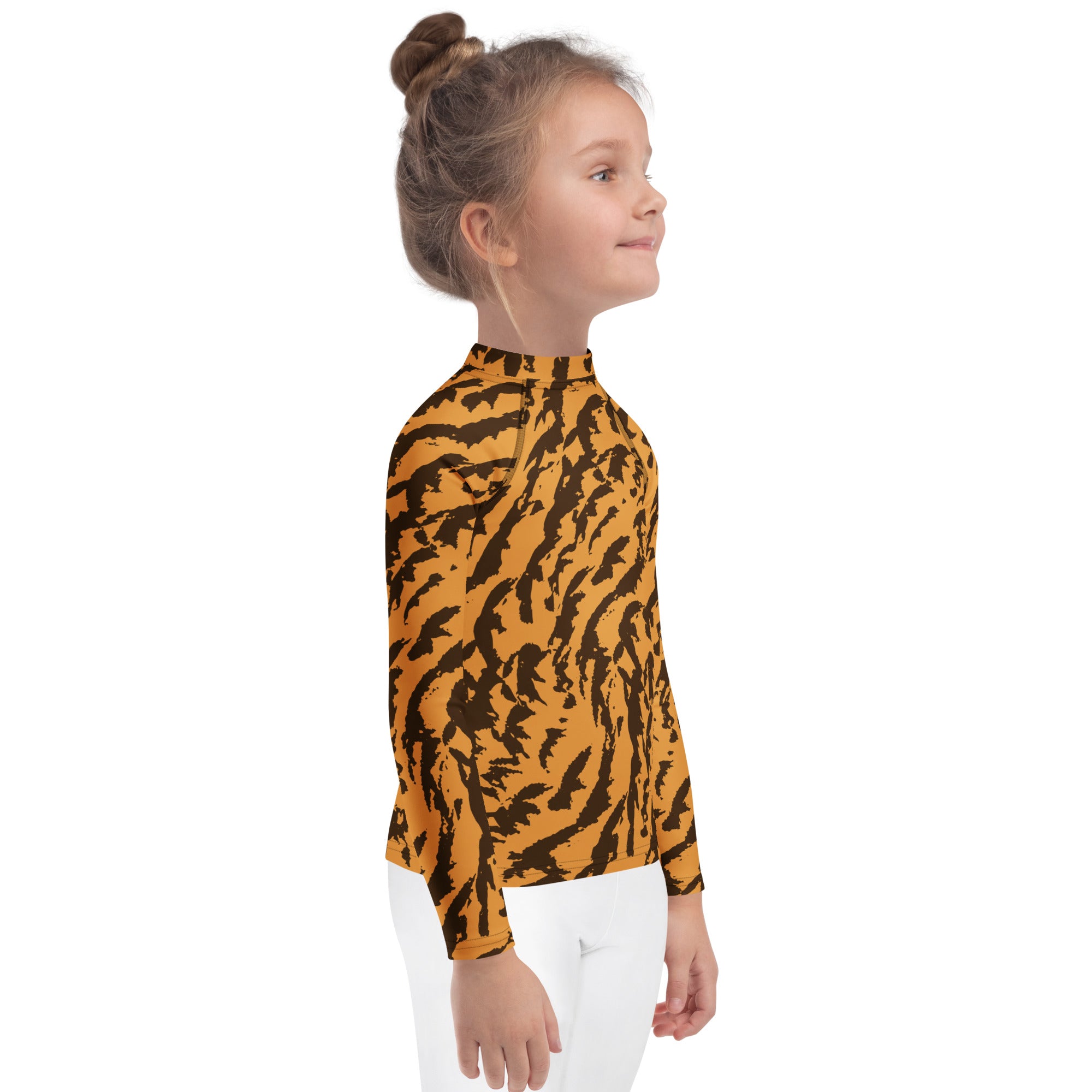 Kids Tiger Print Long Sleeve Rash Guard Swim Shirt – Buttery Soft, Sun Safe UPF 50+ Protection, Quick Dry & 4-Way Stretch Comfort