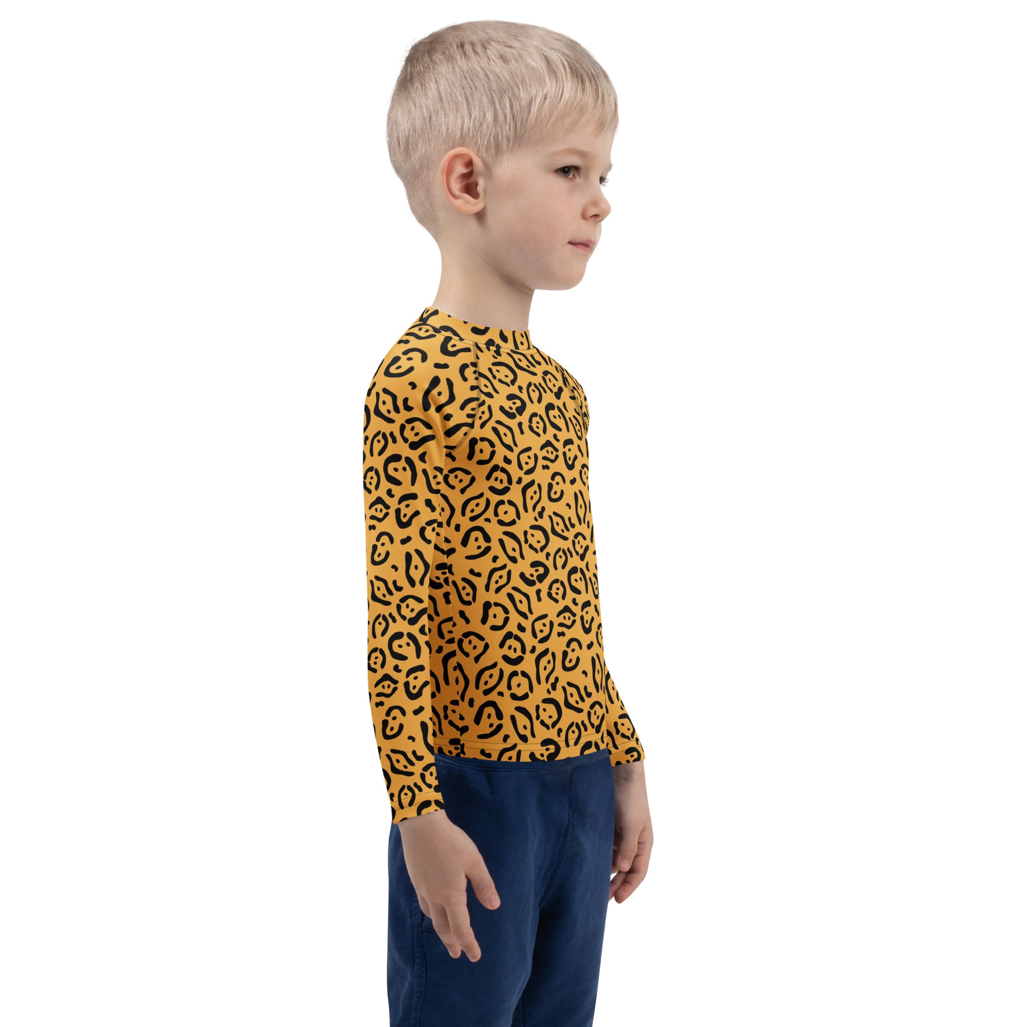 Kids Abstract Leopard Print Long Sleeve Rash Guard Swim Shirt – Buttery Soft, Sun Safe UPF 50+ Protection, Quick Dry & 4-Way Stretch Comfort
