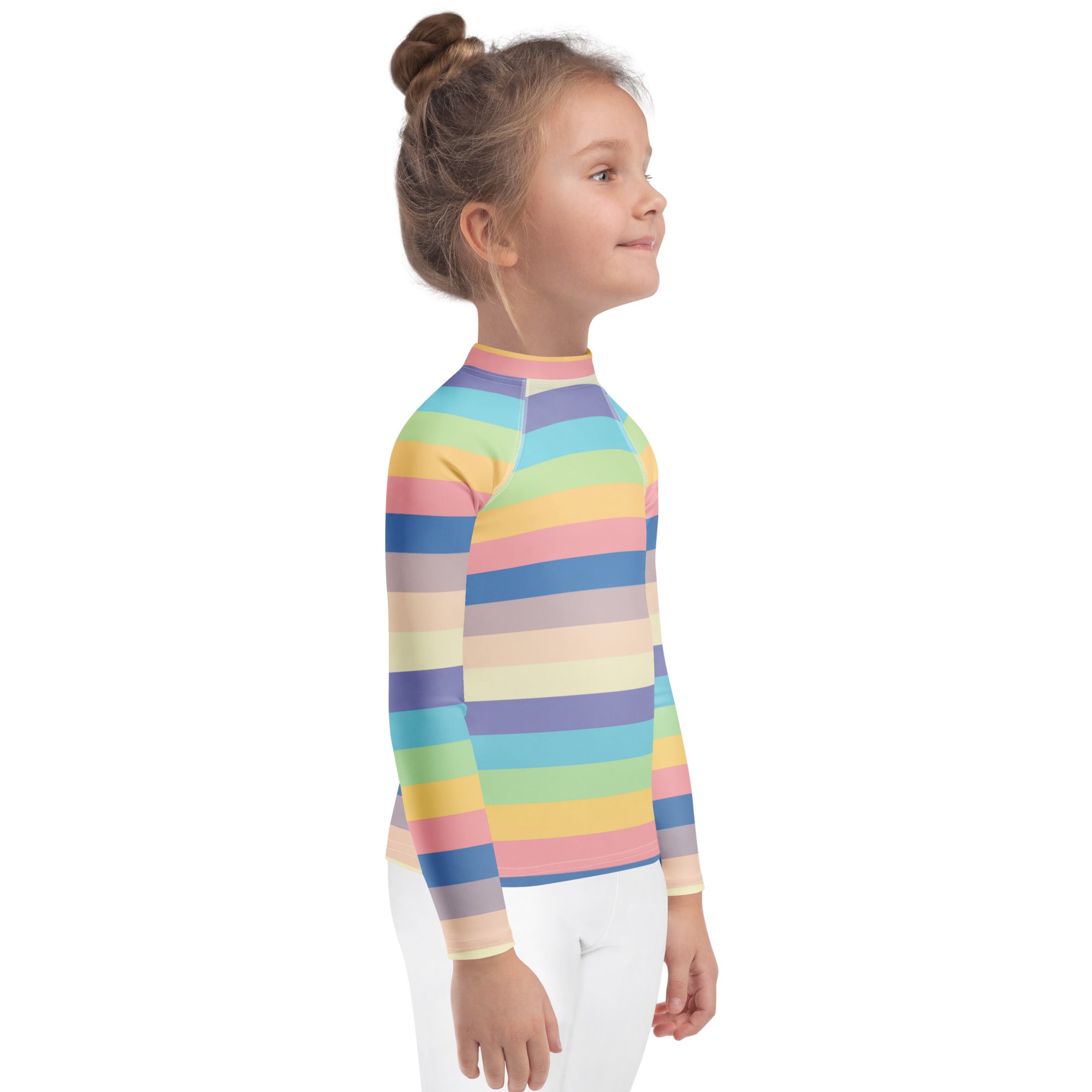 Girls Colorful Beach Striped Long Sleeve Rash Guard Swim Shirt – Buttery Soft, Sun Safe UPF 50+ Protection, Quick Dry & 4-Way Stretch Comfort