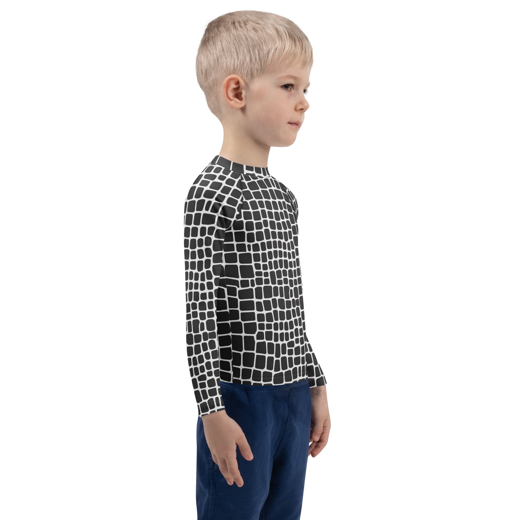 Kids Crocodile Print Long Sleeve Rash Guard Swim Shirt – Buttery Soft, Sun Safe UPF 50+ Protection, Quick Dry & 4-Way Stretch Comfort