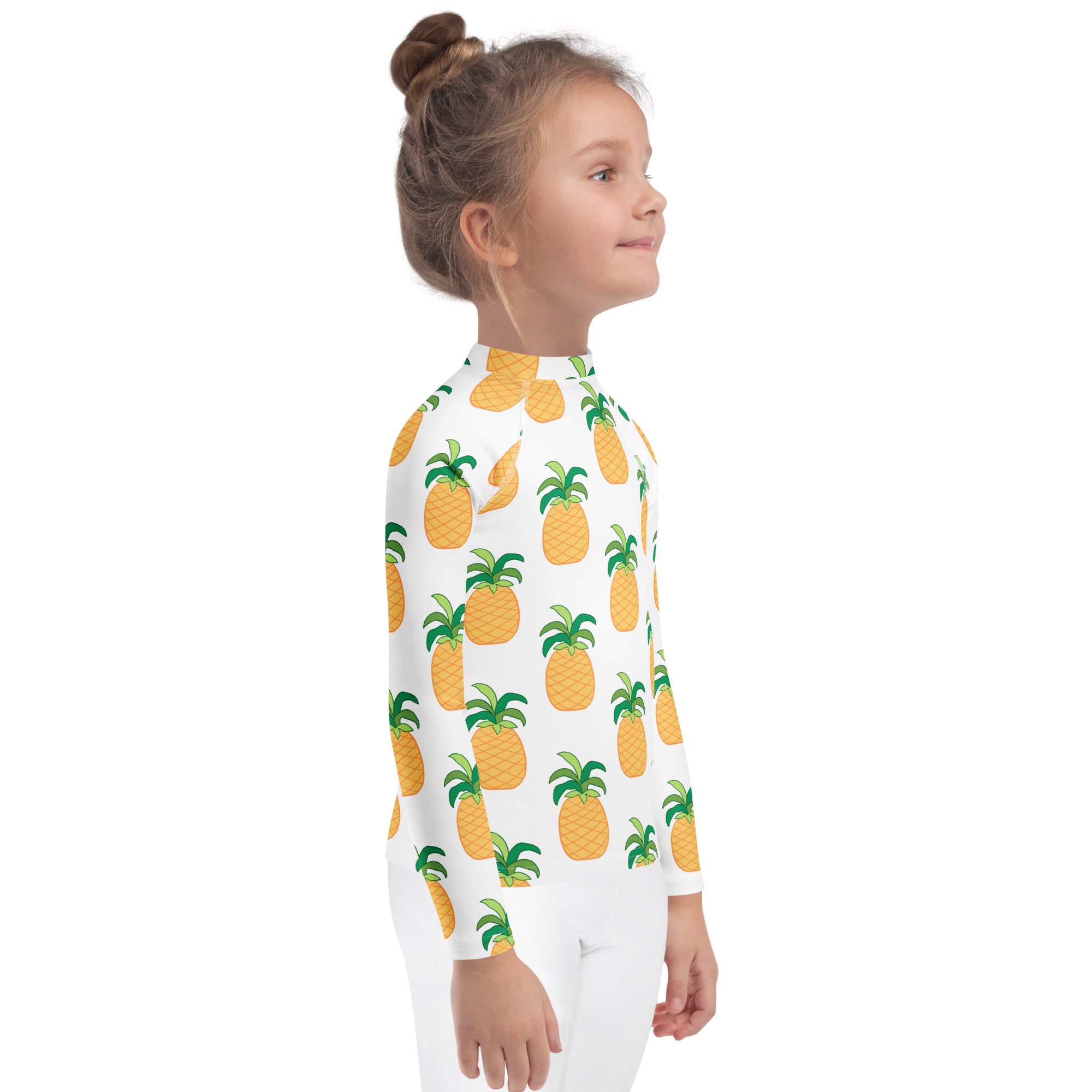 Kids Tropical Pineapple Long Sleeve Rash Guard Swim Shirt – Buttery Soft, Sun Safe UPF 50+ Protection, Quick Dry & 4-Way Stretch Comfort