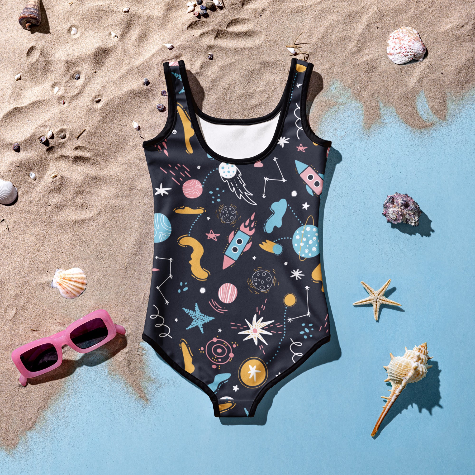 Girls Outer Space Buttery Soft Swimsuit With UPF 50+