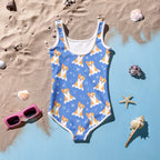 Girls Corgi Dog Buttery Soft Swimsuit With UPF 50+