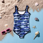 Girls Blue Shark Buttery Soft Swimsuit With UPF 50+