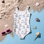 Girls Cat-Themed Buttery Soft Swimsuit With UPF 50+