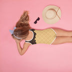 Girls Chocolate Ice Cream Waffle Cone Buttery Soft Swimsuit With UPF 50+