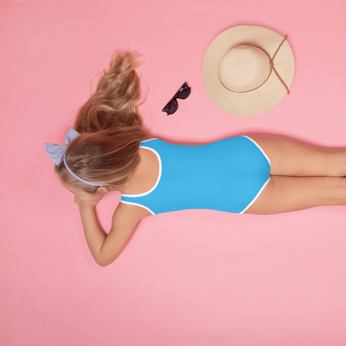 Girls Buttery Soft Blue Swimsuit With UPF 50+