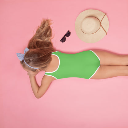 Green Buttery Soft Swimsuit For Girls With UPF 50+ Sun Protection