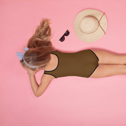 Girls Brown Buttery Soft Swimsuit