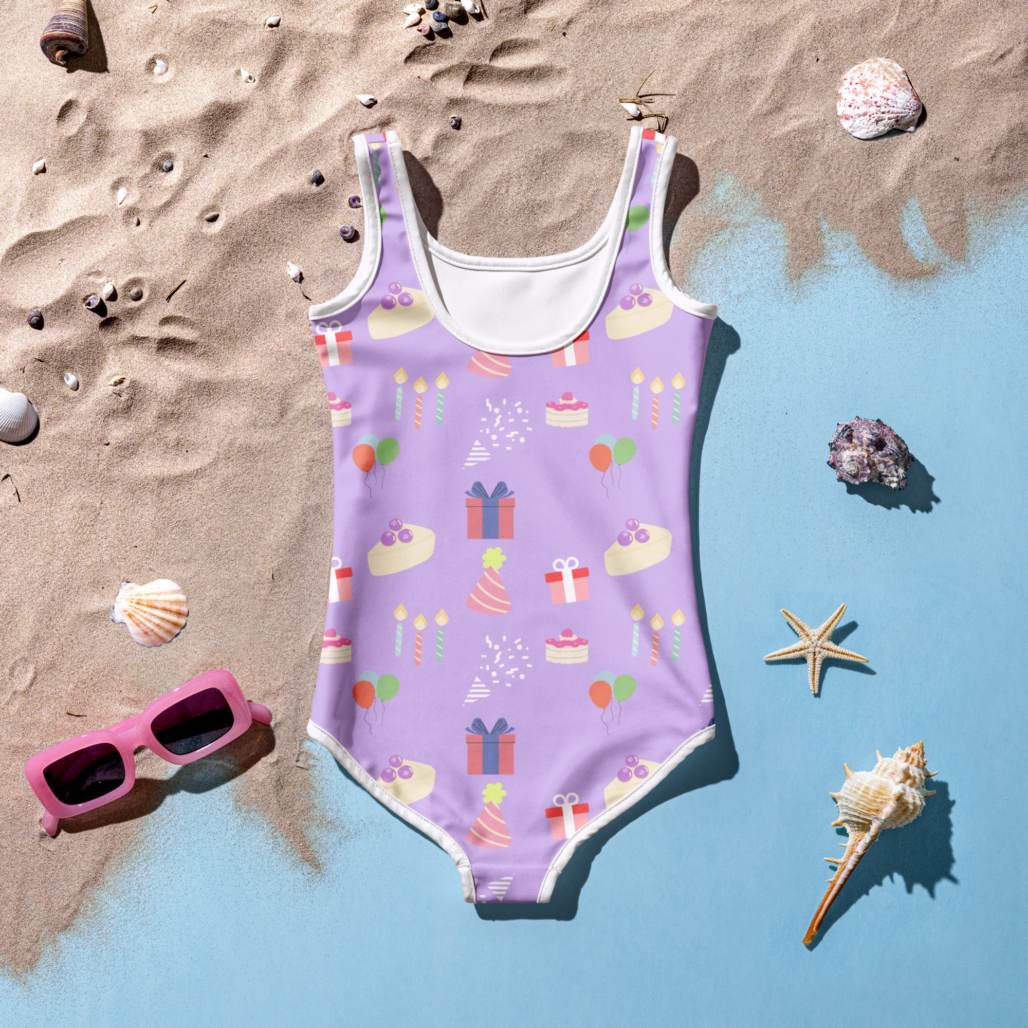 Girls Birthday Pattern Buttery Soft Swimsuit