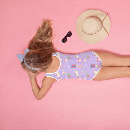 Girls Birthday Pattern Buttery Soft Swimsuit