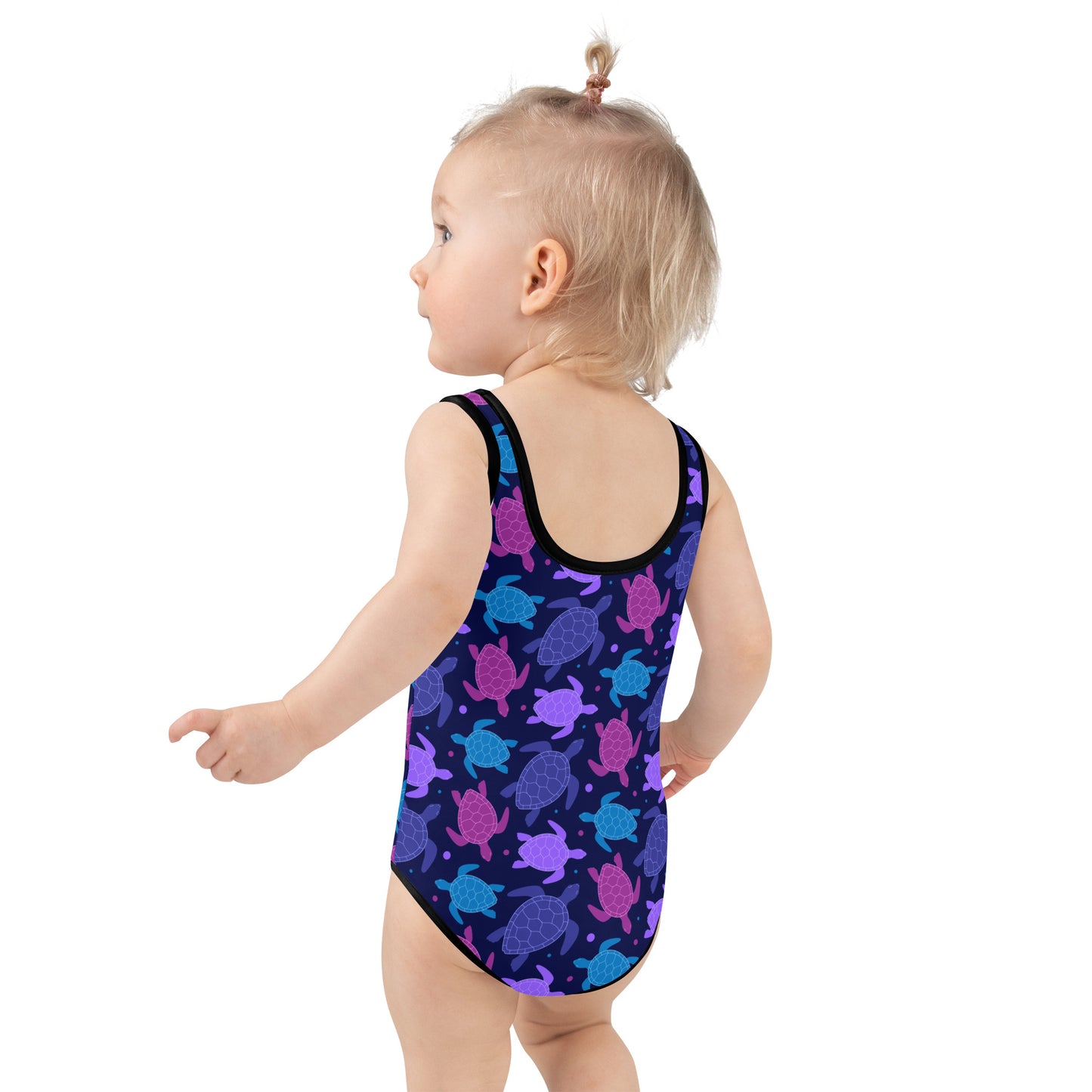 Girls Purple Turtles Buttery Soft Swimsuit With UPF 50+
