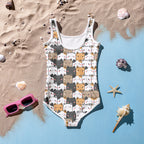 Girls Kawaii Cat Face Buttery Soft Swimsuit With UPF 50+