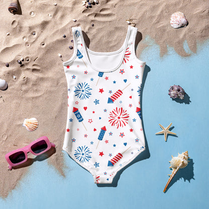 Girls Fireworks And Sparklers 4th Of July Buttery Soft Swimsuit