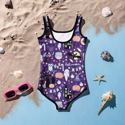 Girls Spooky Halloween Buttery Soft Swimsuit