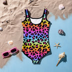 Girls Rainbow Cheetah Buttery Soft Swimsuit With UPF 50+