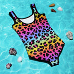 Girls Rainbow Cheetah Buttery Soft Swimsuit With UPF 50+