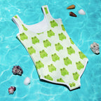 Girls Green Frog Buttery Soft Swimsuit With UPF 50+
