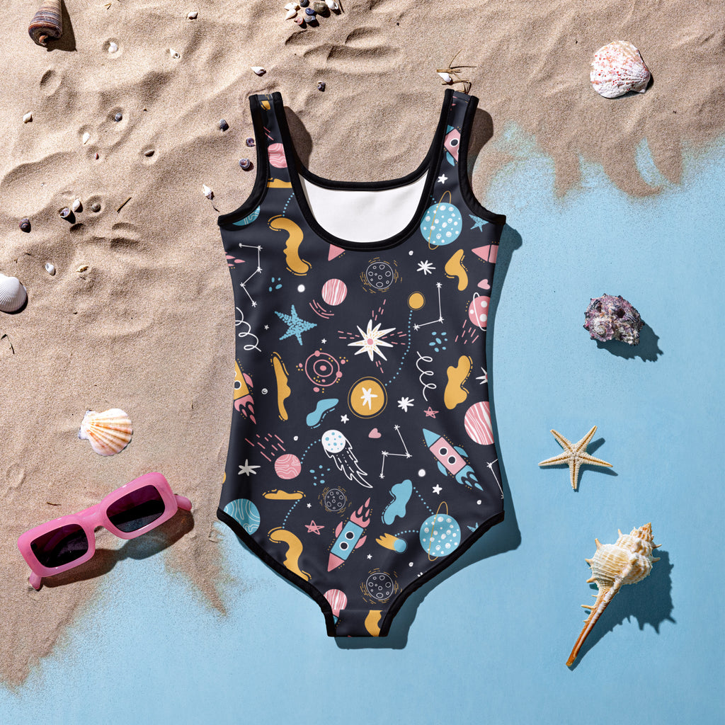 Girls Space Themed Custom Age It's My Birthday Swimsuit