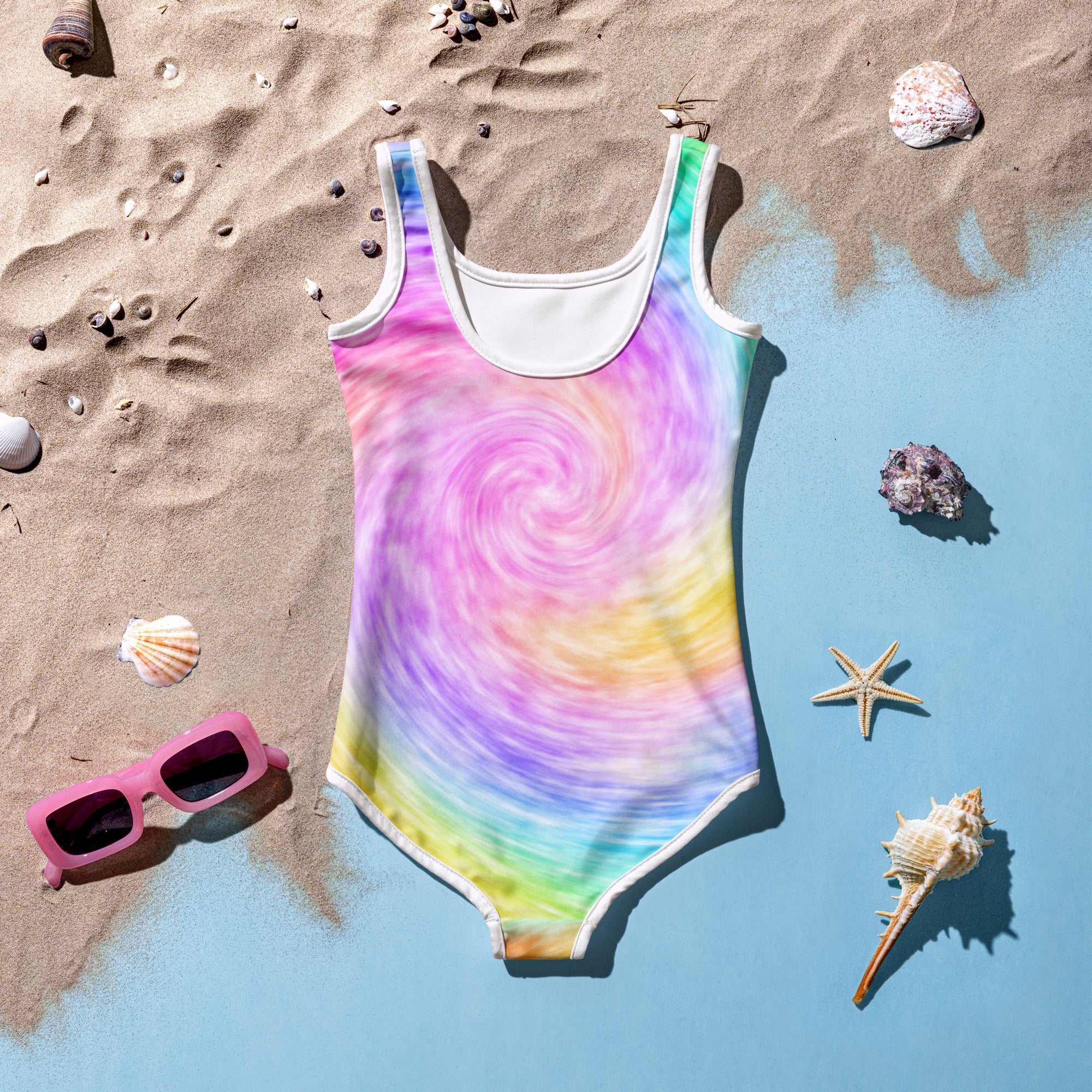 Girls Rainbow Tie Dye Custom Age It's My Birthday Swimsuit