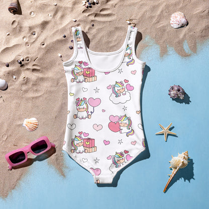 Girls Unicorn Themed Custom Age It's My Birthday Swimsuit