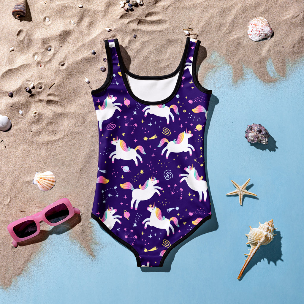 Girls Space Unicorn Buttery Soft Swimsuit With UPF 50+