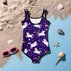 Girls Space Unicorn Buttery Soft Swimsuit With UPF 50+