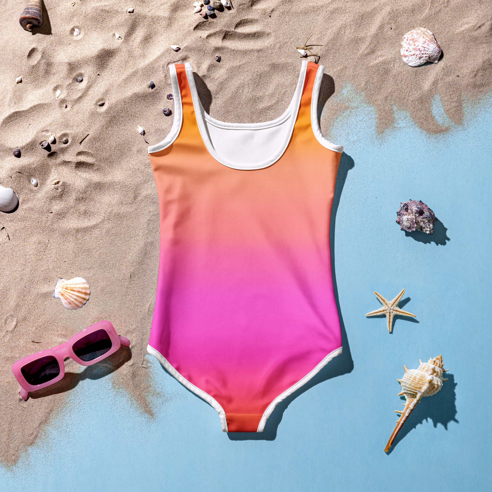 Girls Sunset Ombre Buttery Soft Swimsuit With UPF 50+